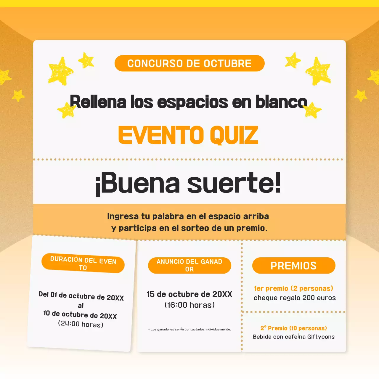 Promoción del evento Orange Neat Quiz