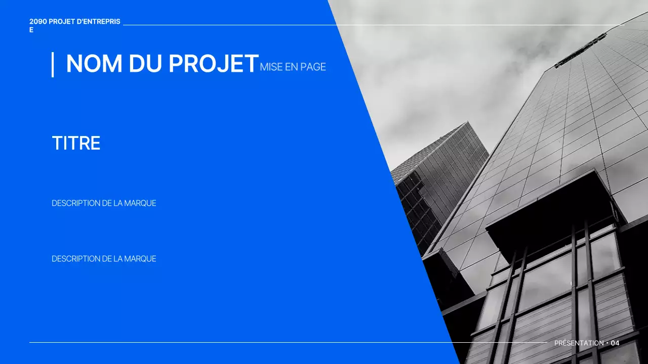 Un plan d'affaires global simple en blanc et bleu