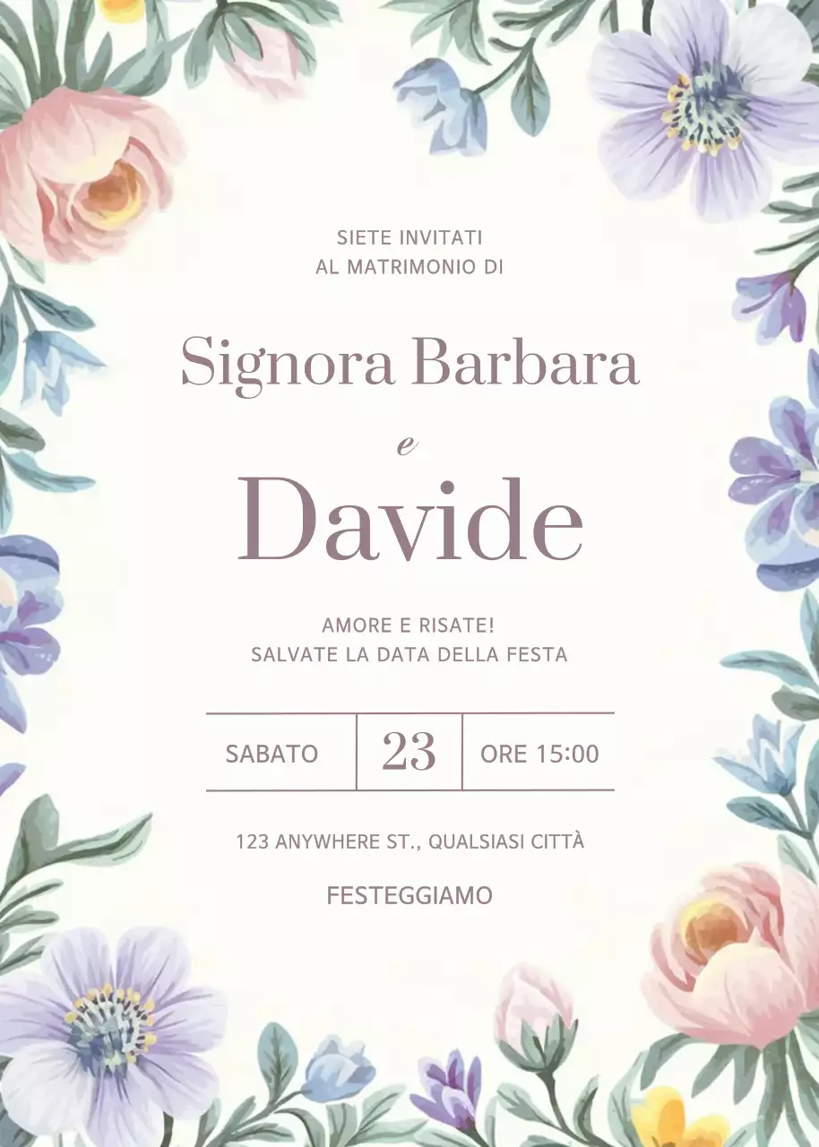 Invito di nozze floreale bianco