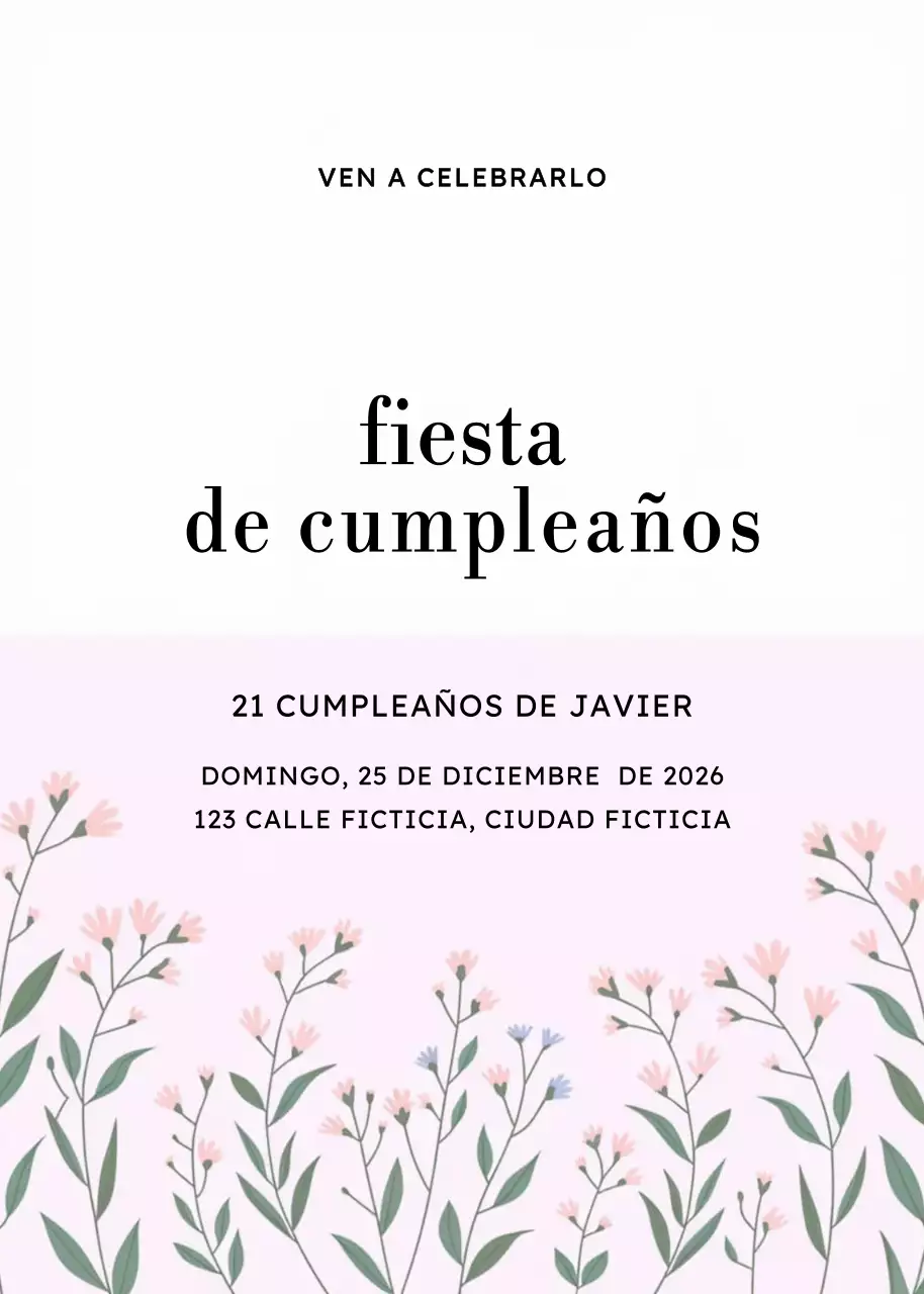 Invitación de cumpleaños floral rosa