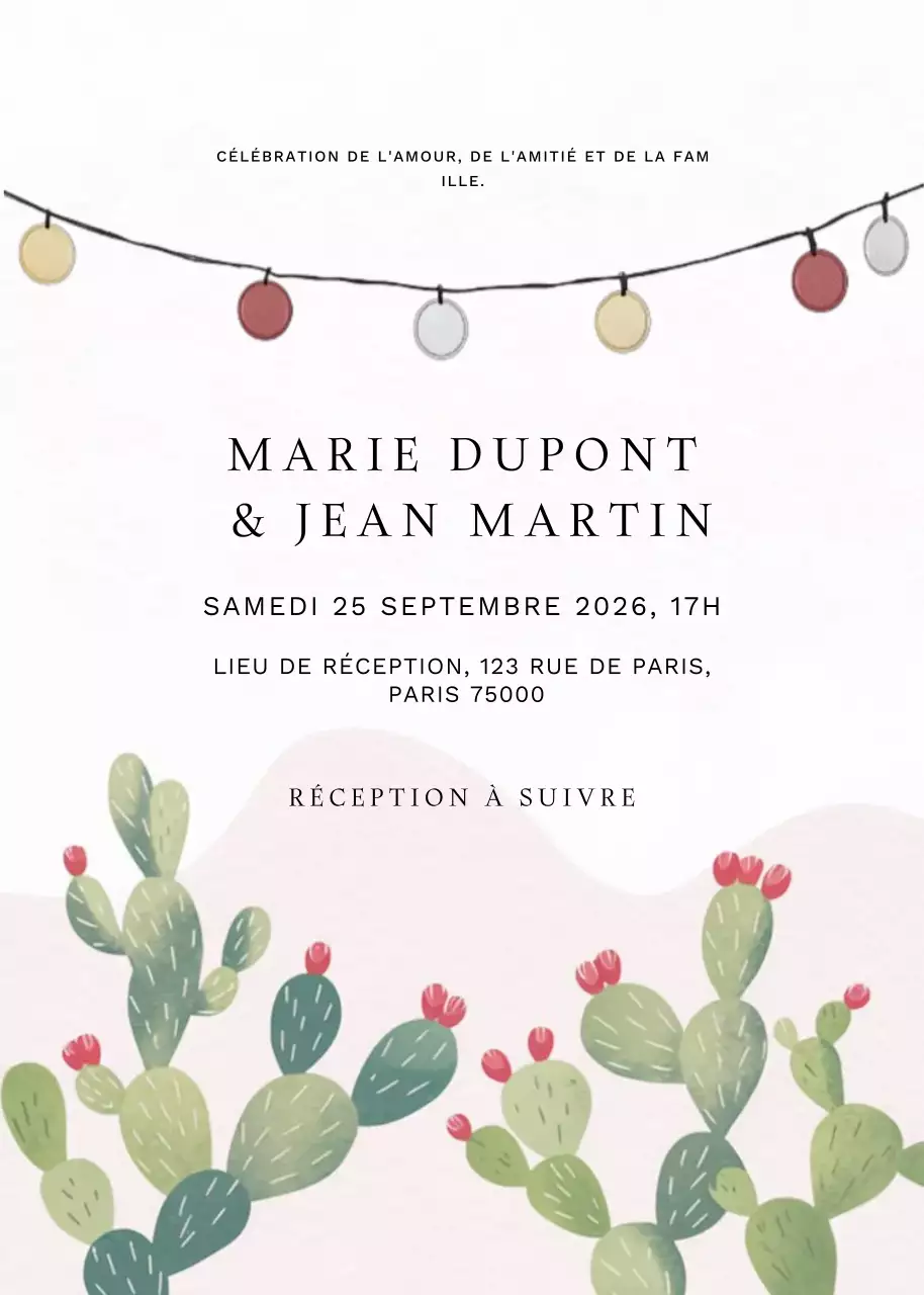 invitation de mariage minimaliste beige