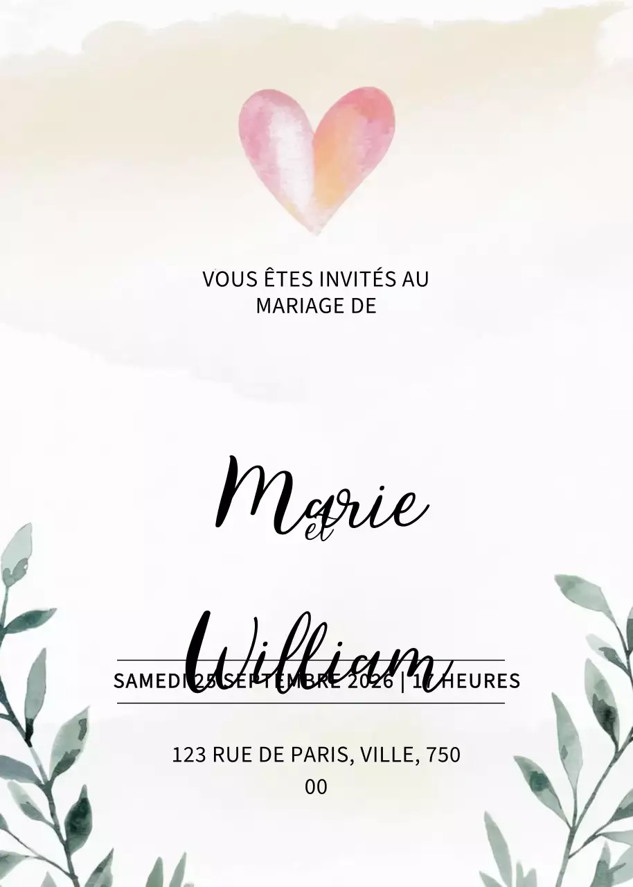 Invitation de mariage beige et élégante