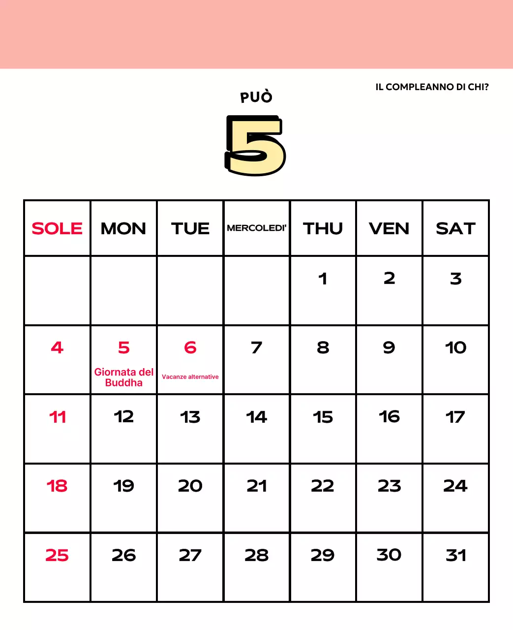 Calendari colorati con una varietà di illustrazioni retrò