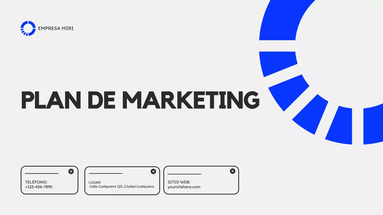 Presentación del Plan de Marketing Moderno Gris Azul