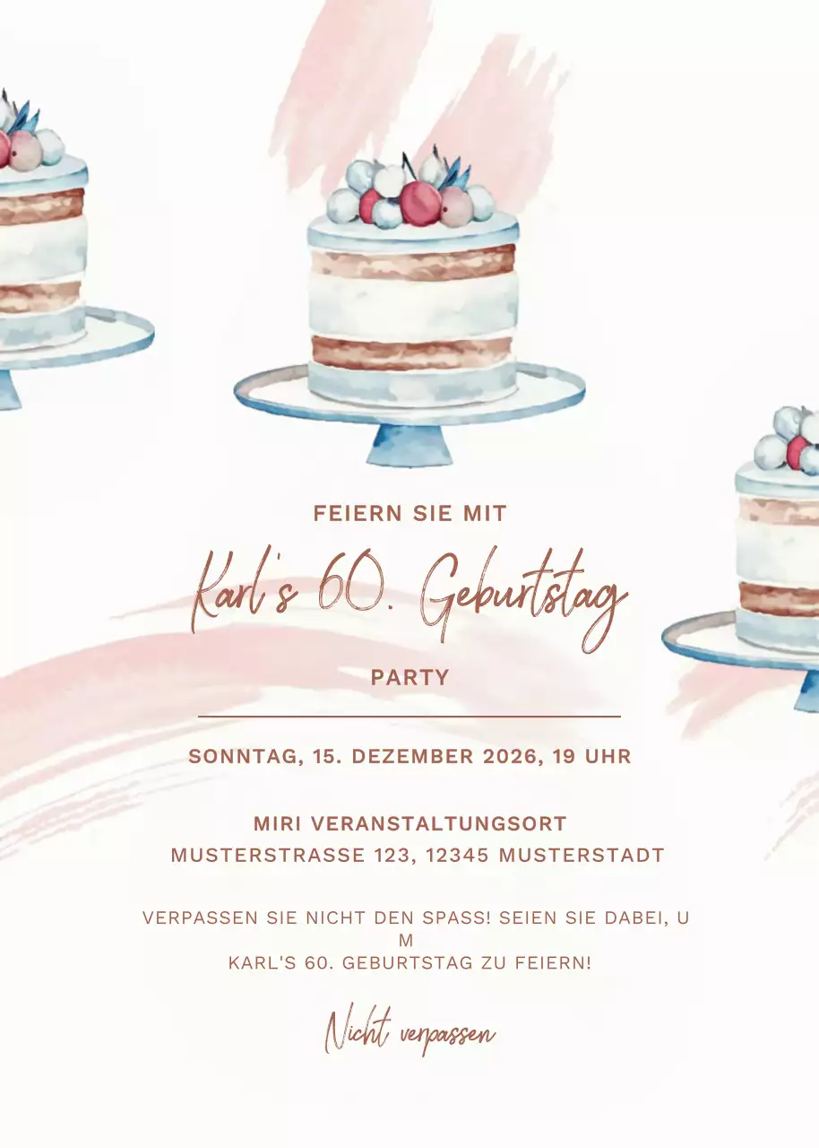 Beige Elegante Geburtstagseinladung