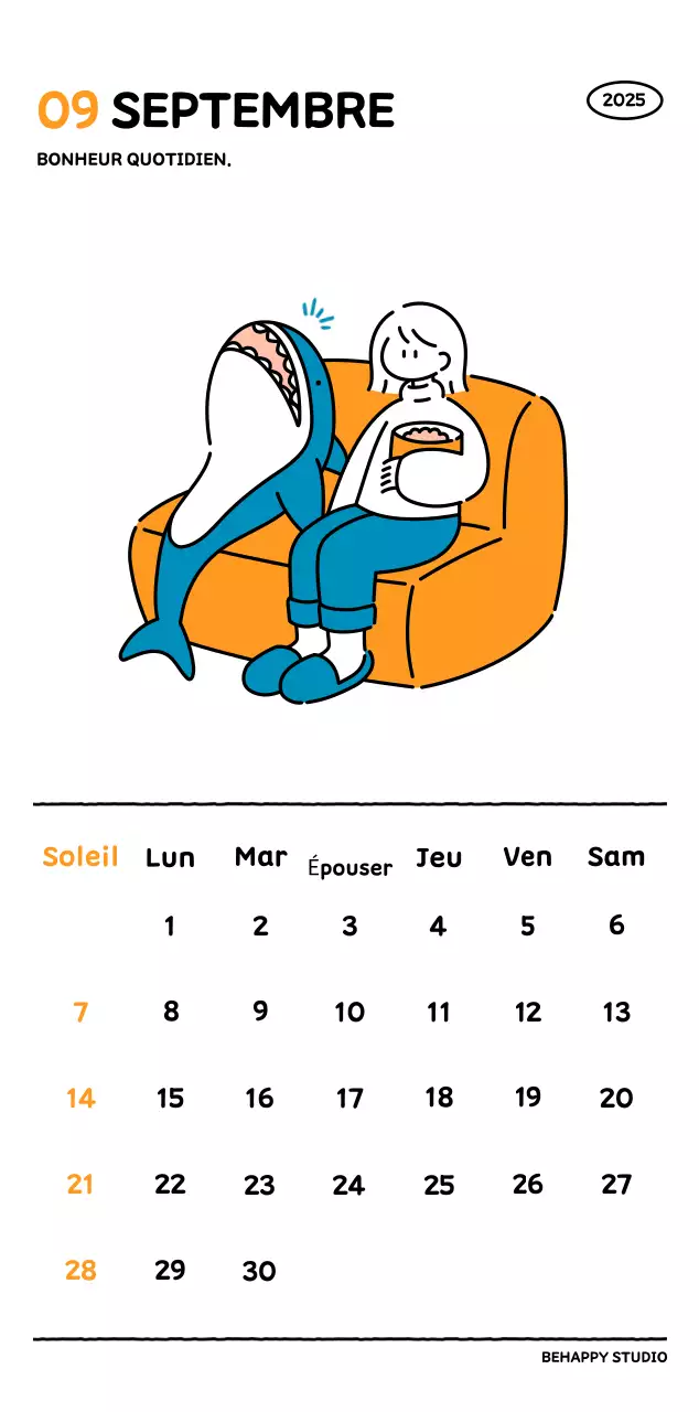 Calendrier illustré avec un joli style de lignes