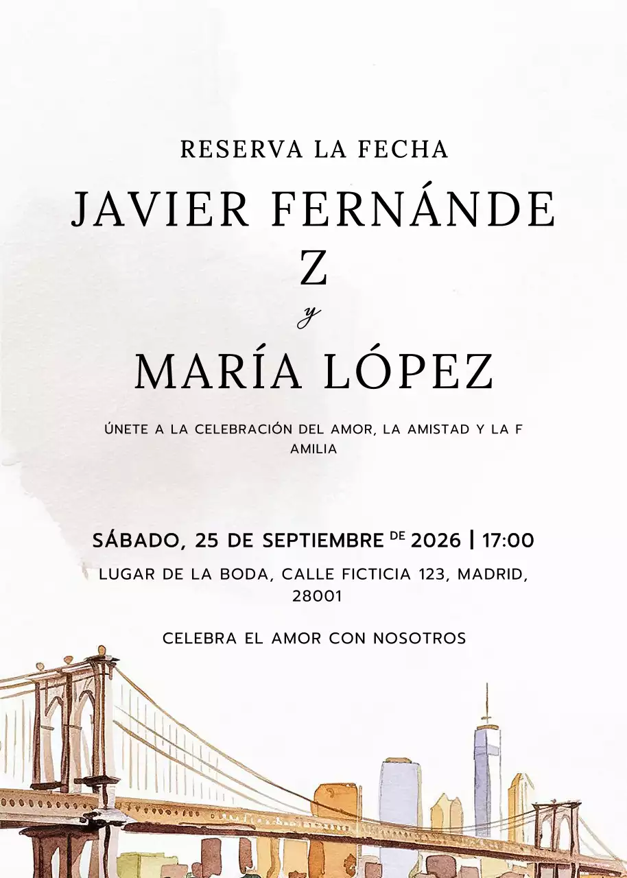 Invitación de boda elegante beige