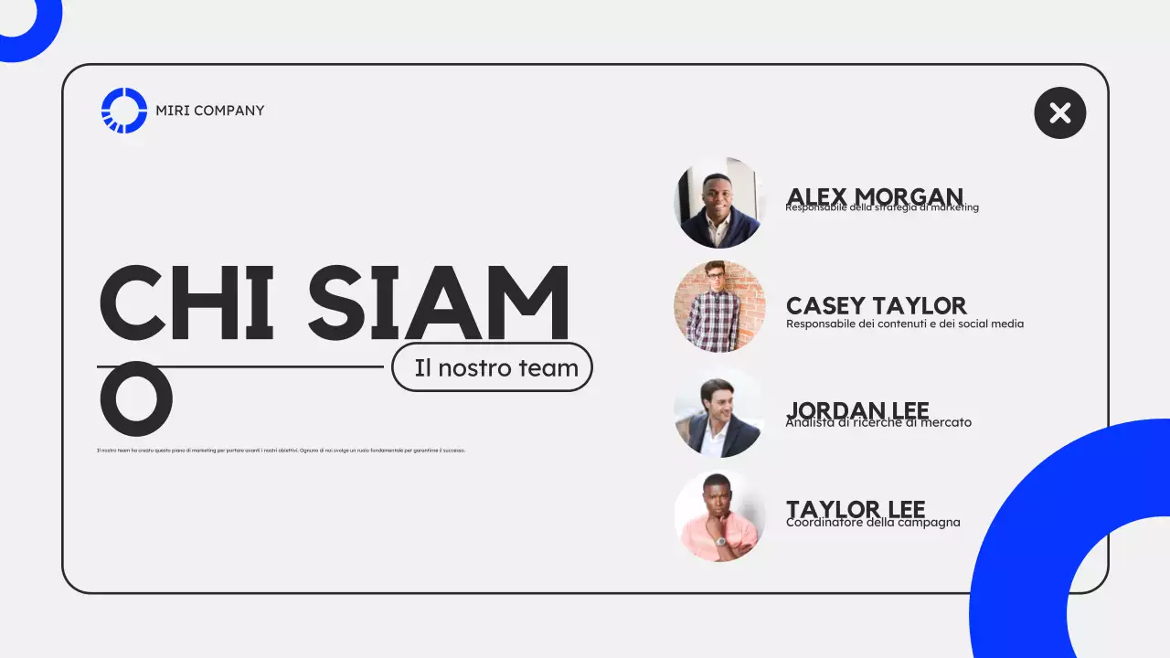 Presentazione del piano di marketing moderno grigio blu