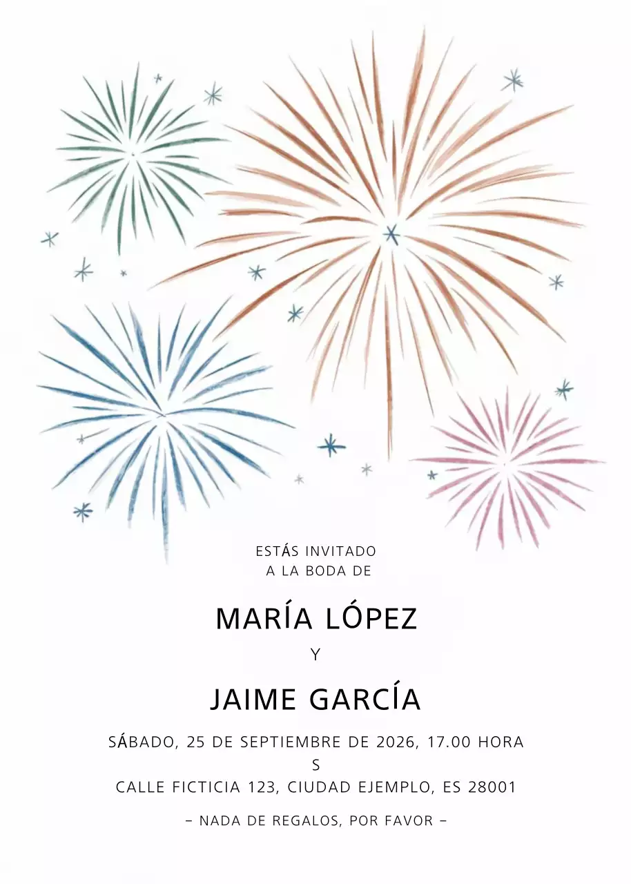 Invitación de boda elegante y colorida