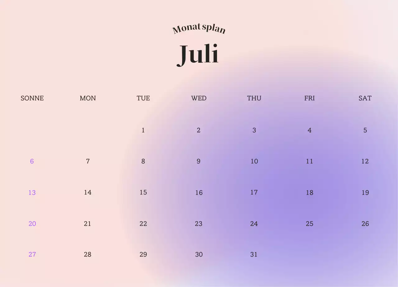 Minimalistischer Emotionskalender mit Farbverlauf