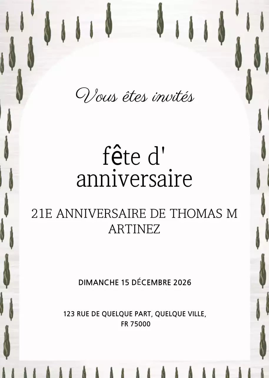 Invitation d'anniversaire rustique verte