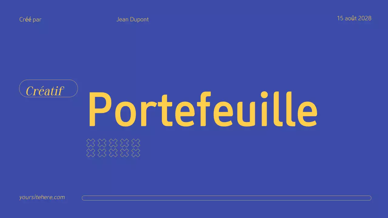 Bleu Jaune Professionnel Portfolio créatif Présentation