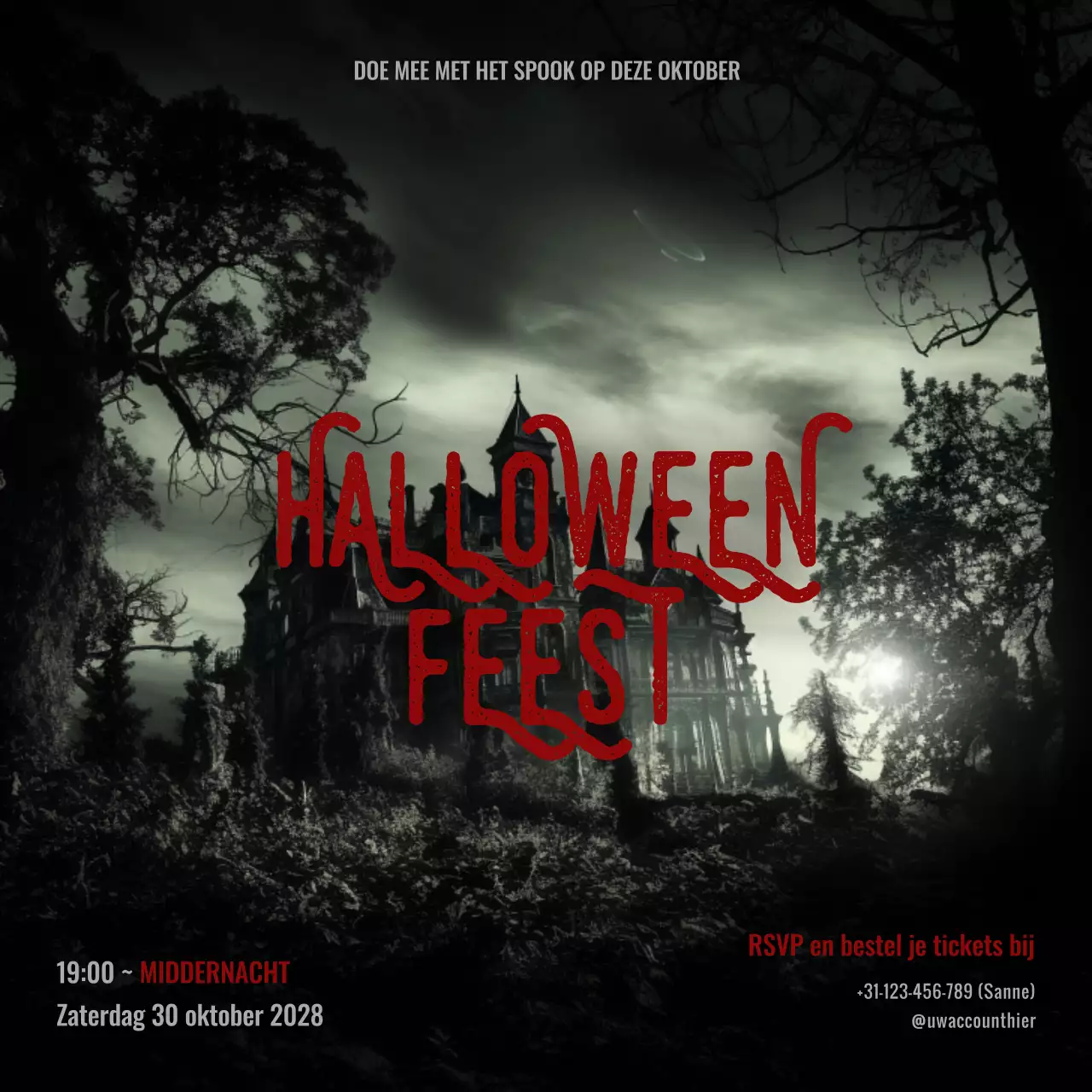 Zwart Rood Eng Halloween Feest Promotie Social Media Post