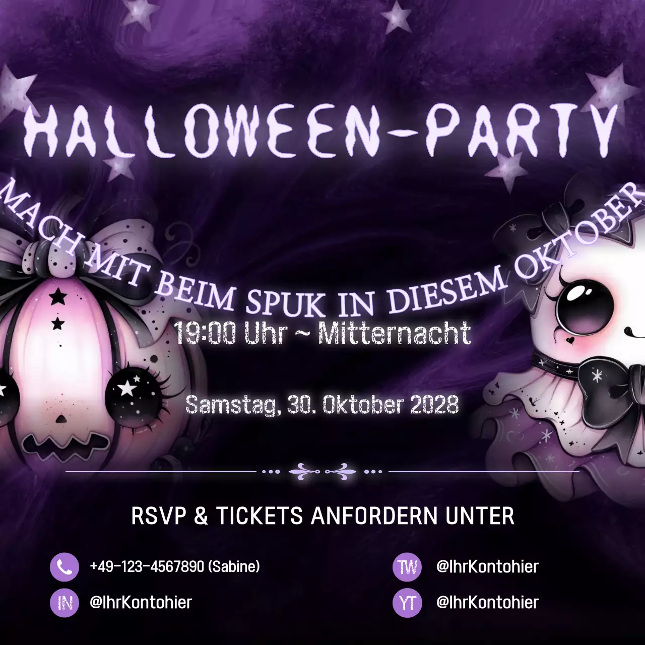 Lila Gothic Halloween-Einladung