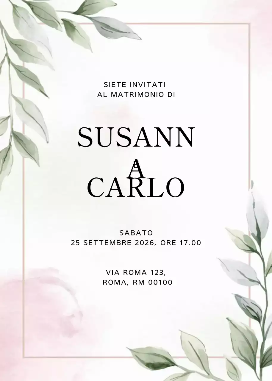 Invito di nozze elegante verde