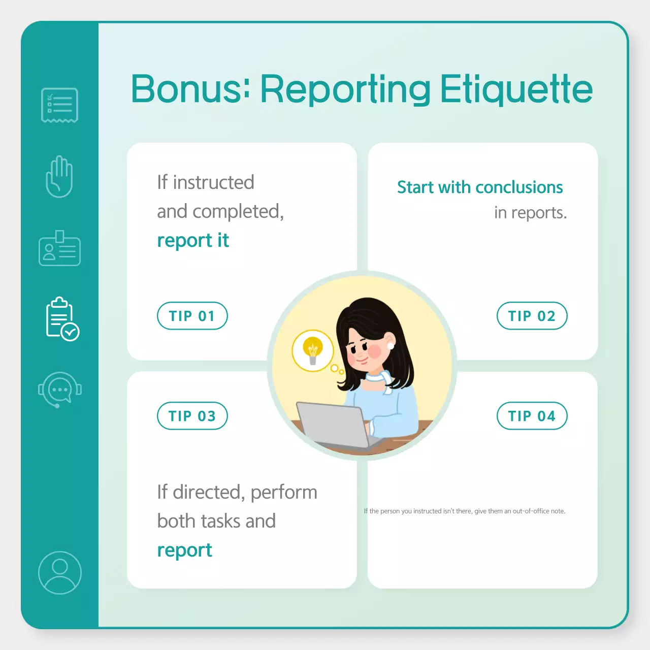 Teal Minimal Workplace Guide Instagram Carousel