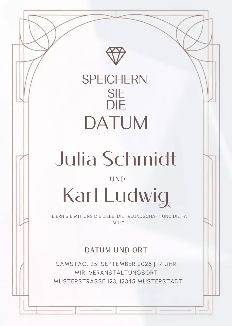 weiße elegante Hochzeitseinladung