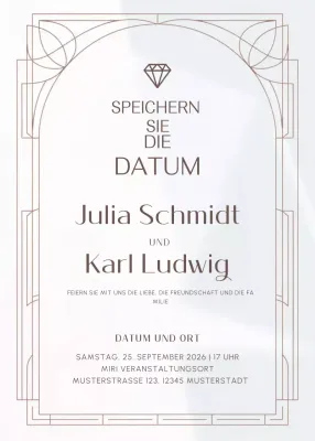 weiße elegante Hochzeitseinladung