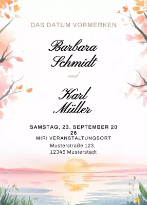 Beige Elegante Hochzeitseinladung