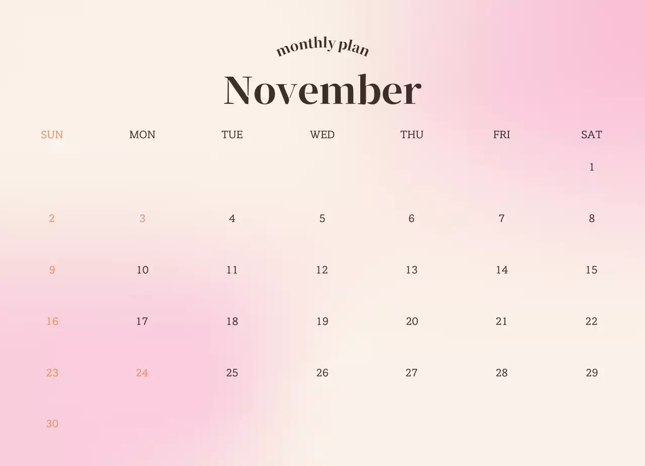 グラデーションミニマリスト感性カレンダー