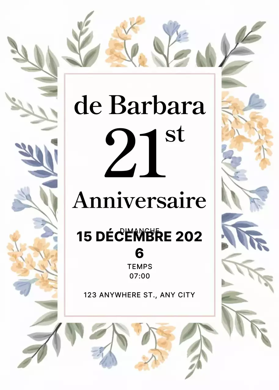 Beige Floral Birthday Invitation