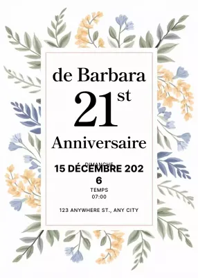 Beige Floral Birthday Invitation