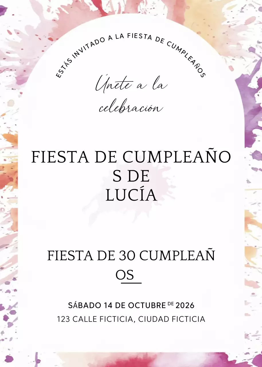 Invitación de cumpleaños colorida y elegante