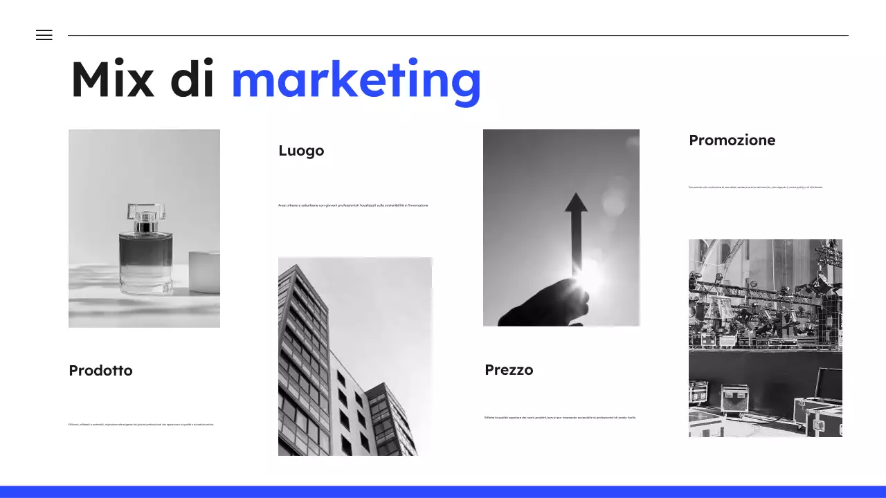 Presentazione del piano di marketing semplice blu