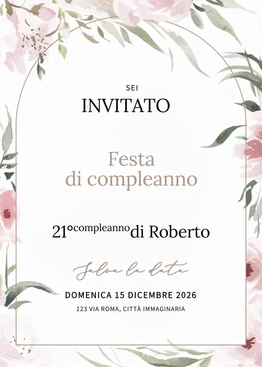 Invito di compleanno elegante rosa