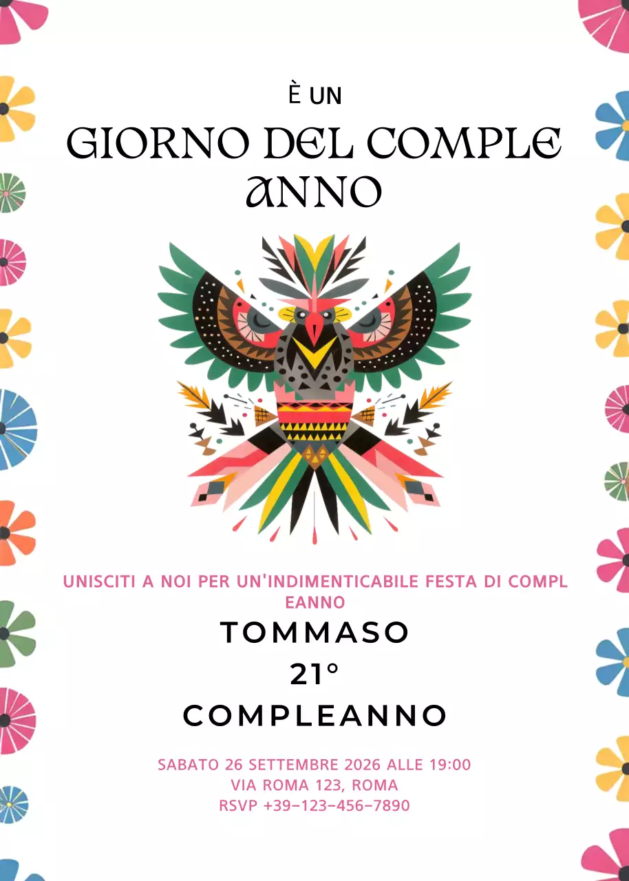 Invito di compleanno vintage colorato