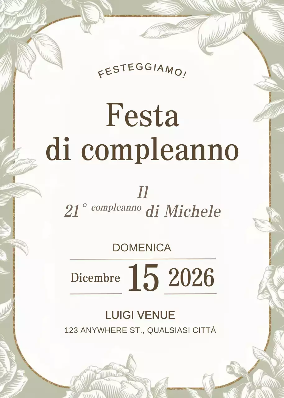 Invito di compleanno elegante alla salvia