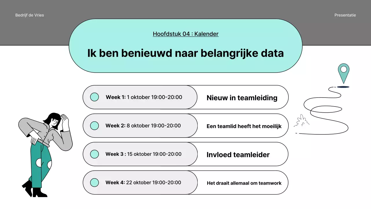 Een eenvoudige interne seminargids in zwart en blauw