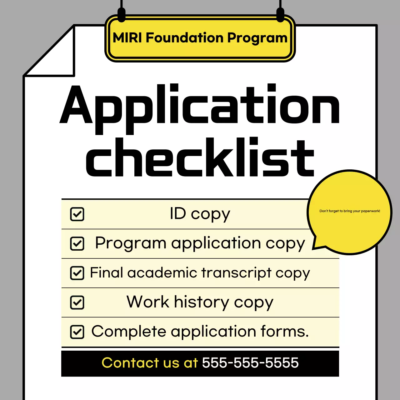 Danh sách kiểm tra ứng dụng tối thiểu màu vàng Bài đăng trên mạng xã hội