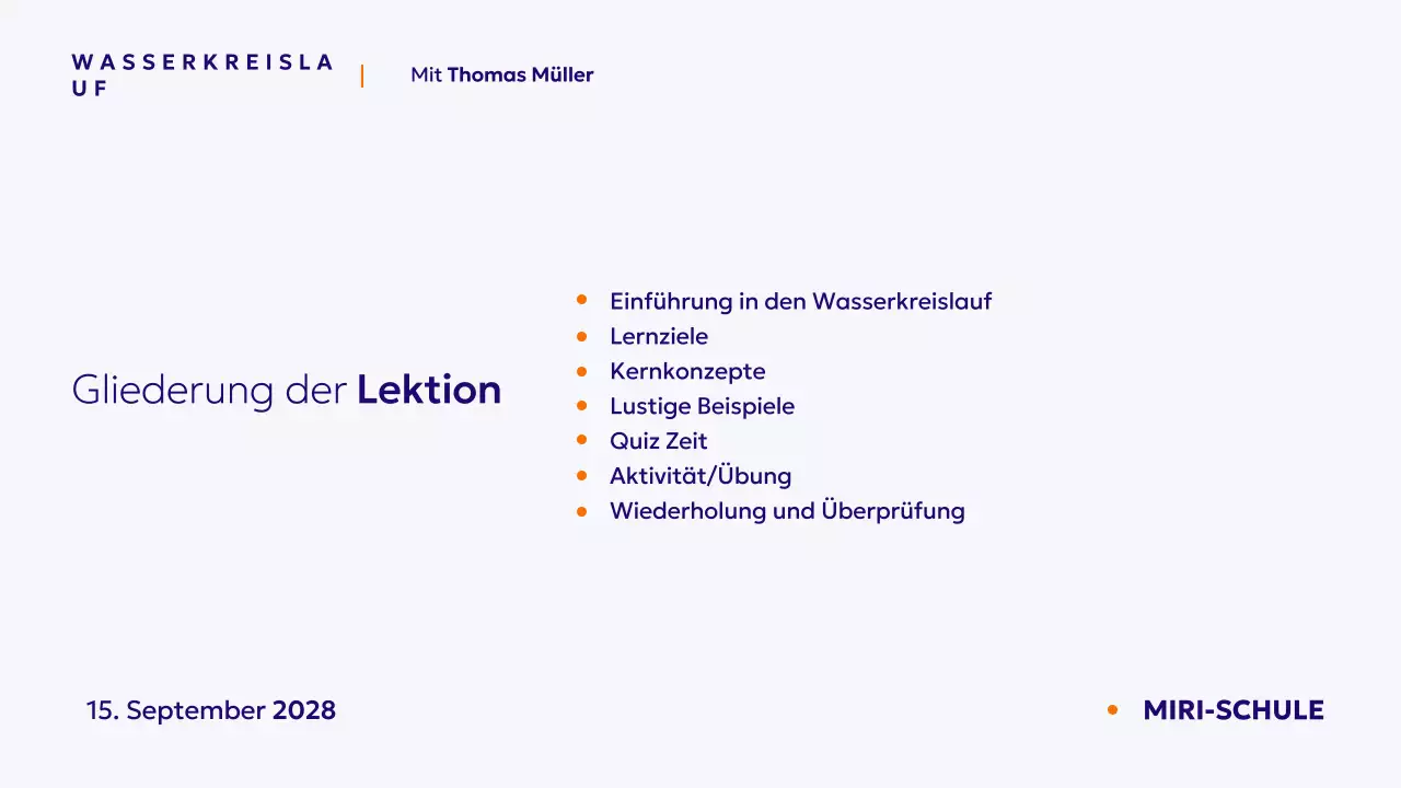 Blu Minimal Science Kurs Präsentation