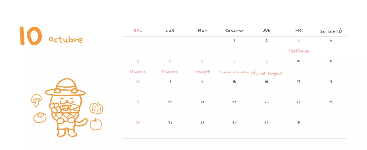 Calendario diario en marfil