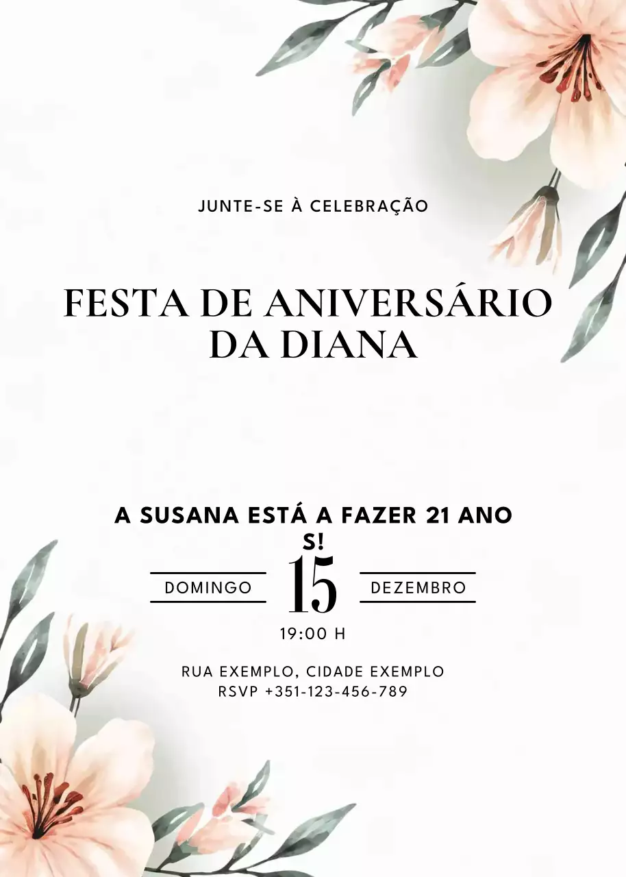 convite de aniversário elegante branco