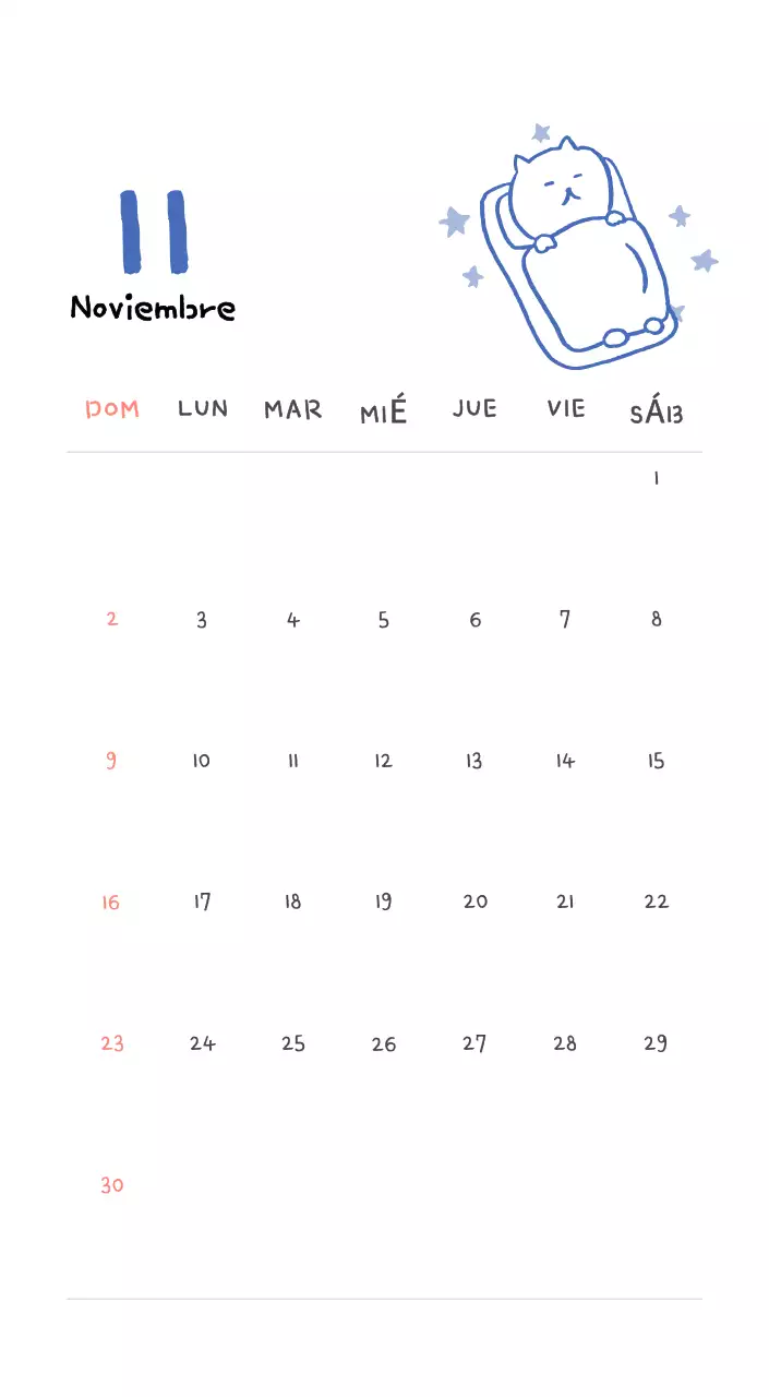 Calendario diario en marfil