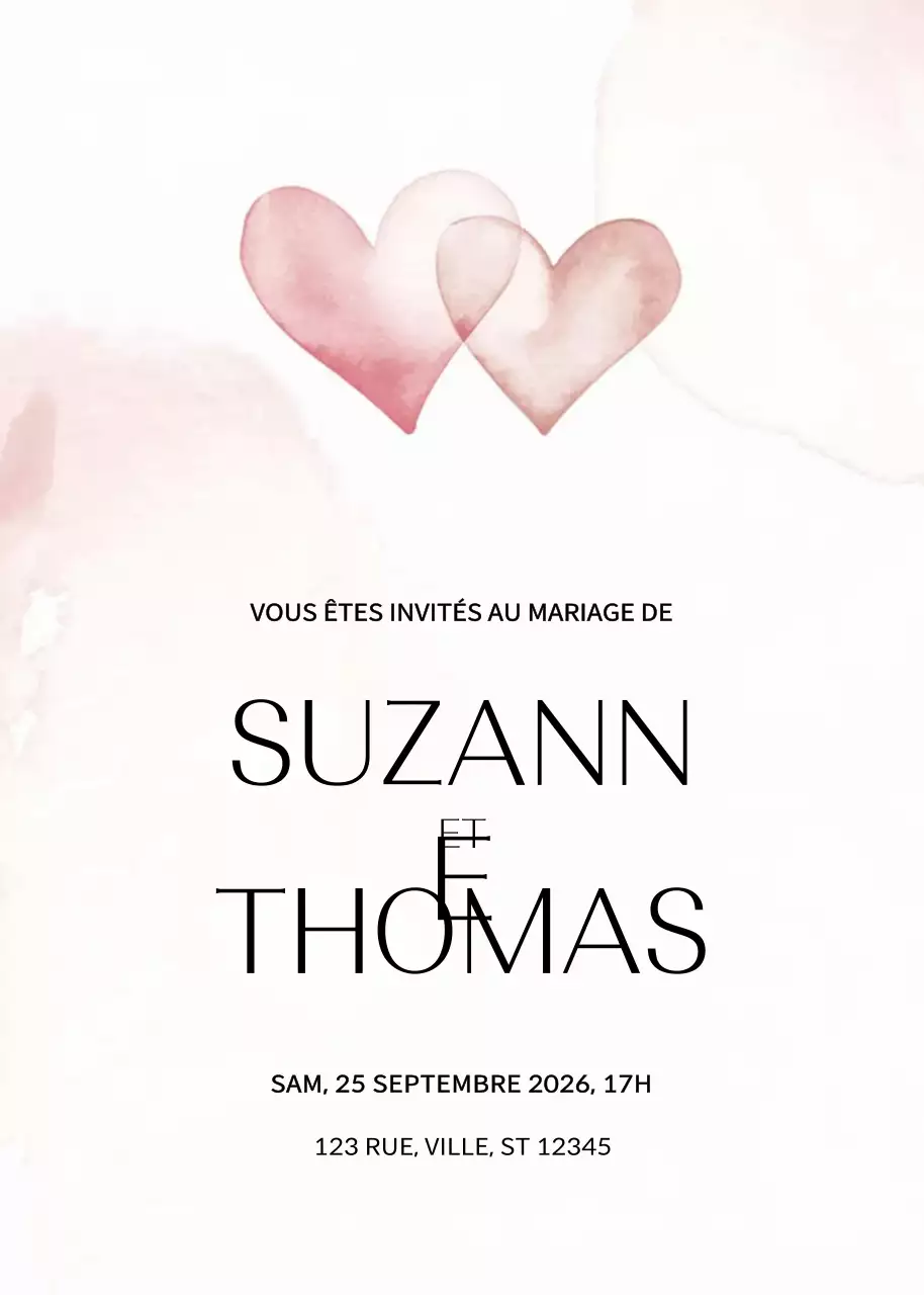 Invitation de mariage élégante en rose