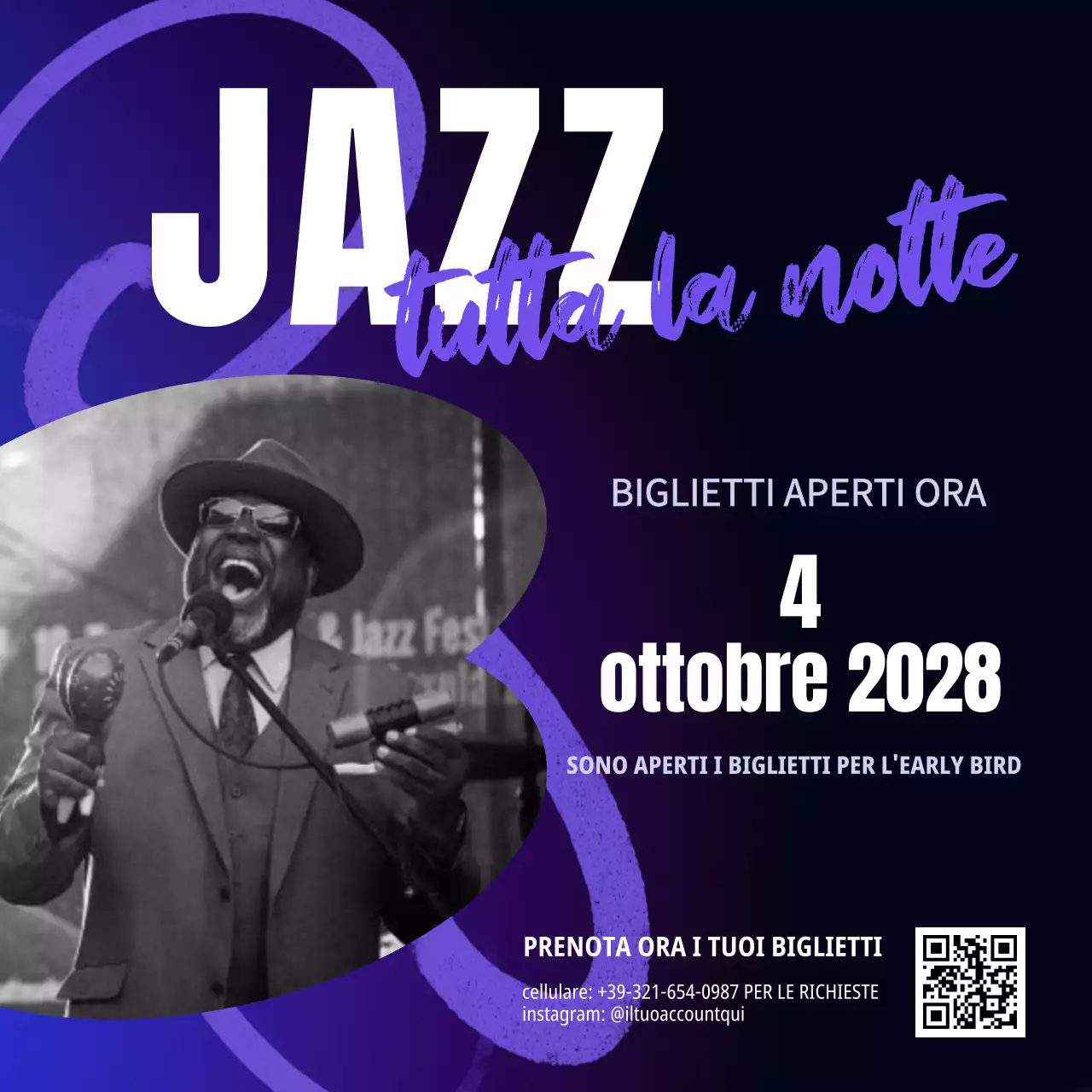 promozione della serata jazz moderno viola