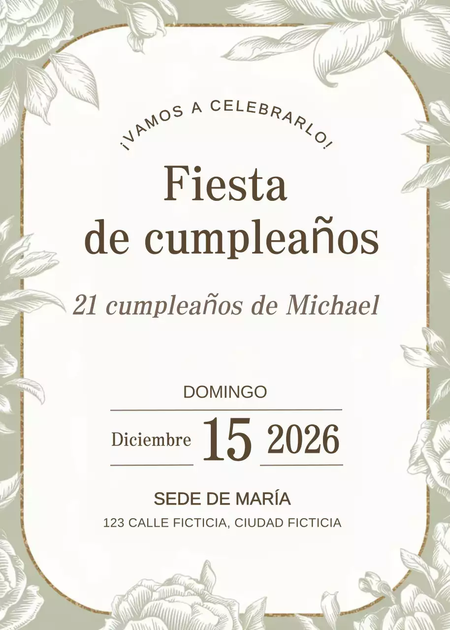 Invitación de cumpleaños Sage Elegant