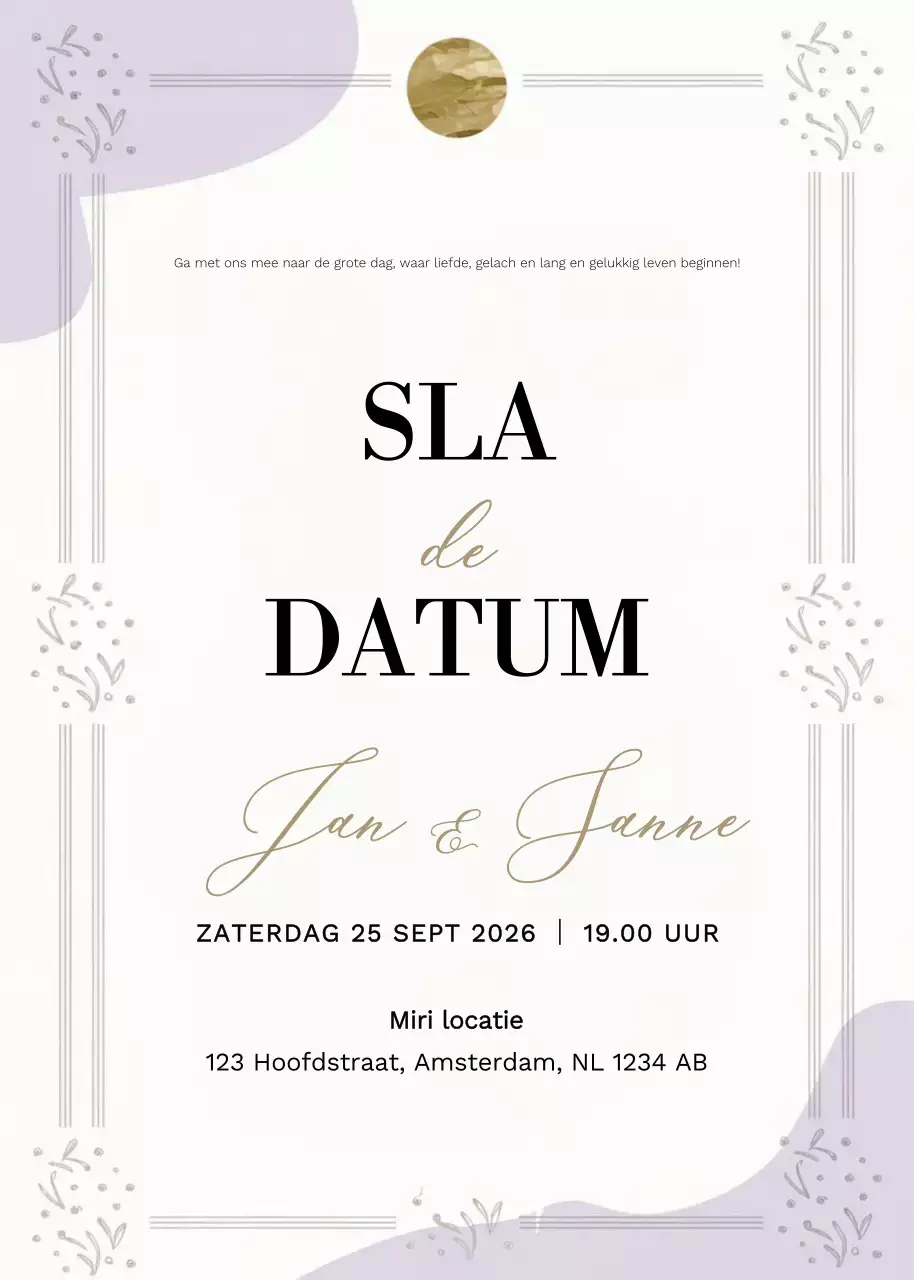 Beige elegante huwelijksuitnodiging