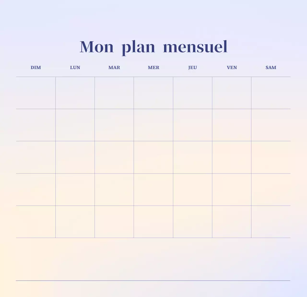 Calendrier minimaliste dégradé