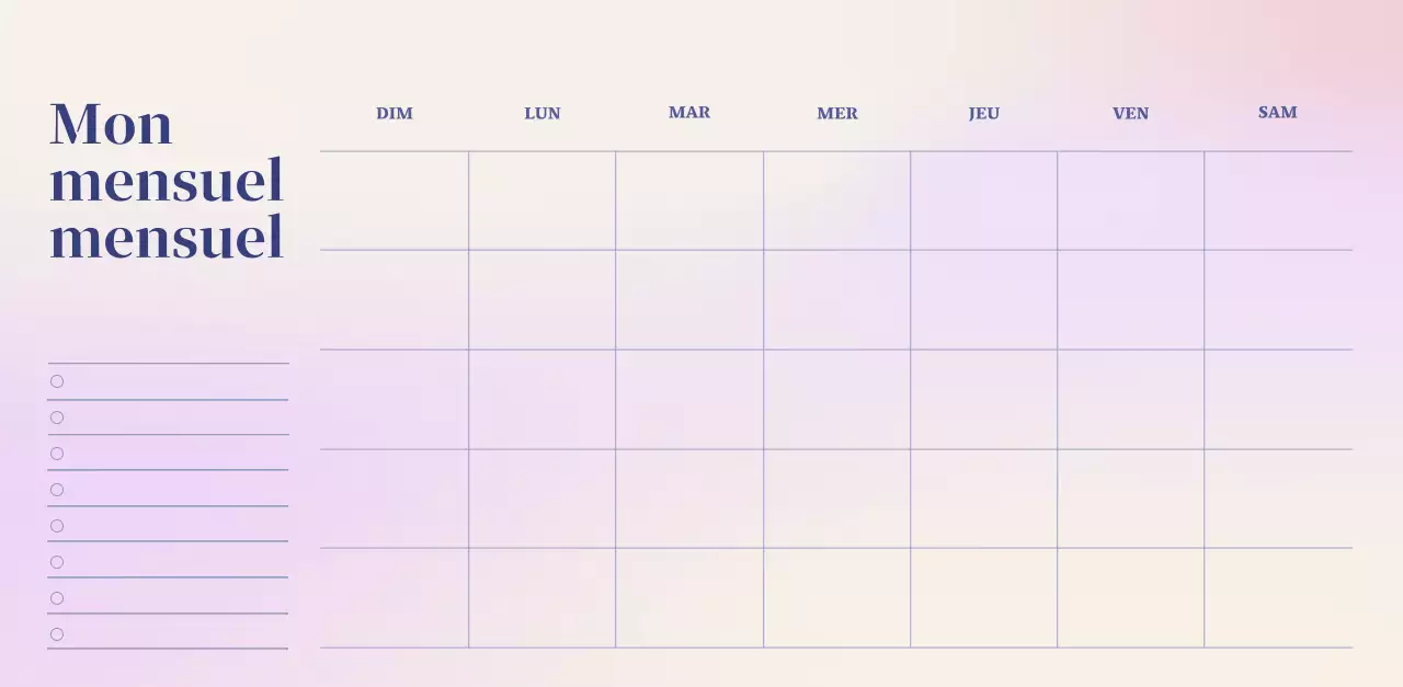 Calendrier minimaliste dégradé