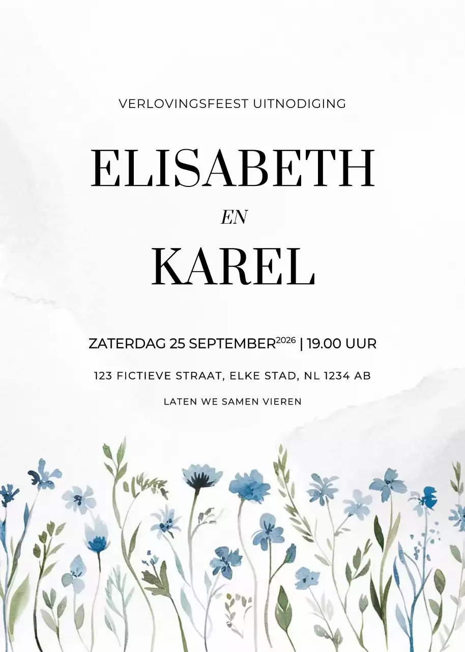 witte elegante verlovingsuitnodiging