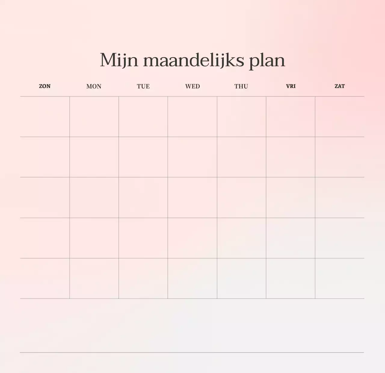 Minimalistische kalender met kleurverloop