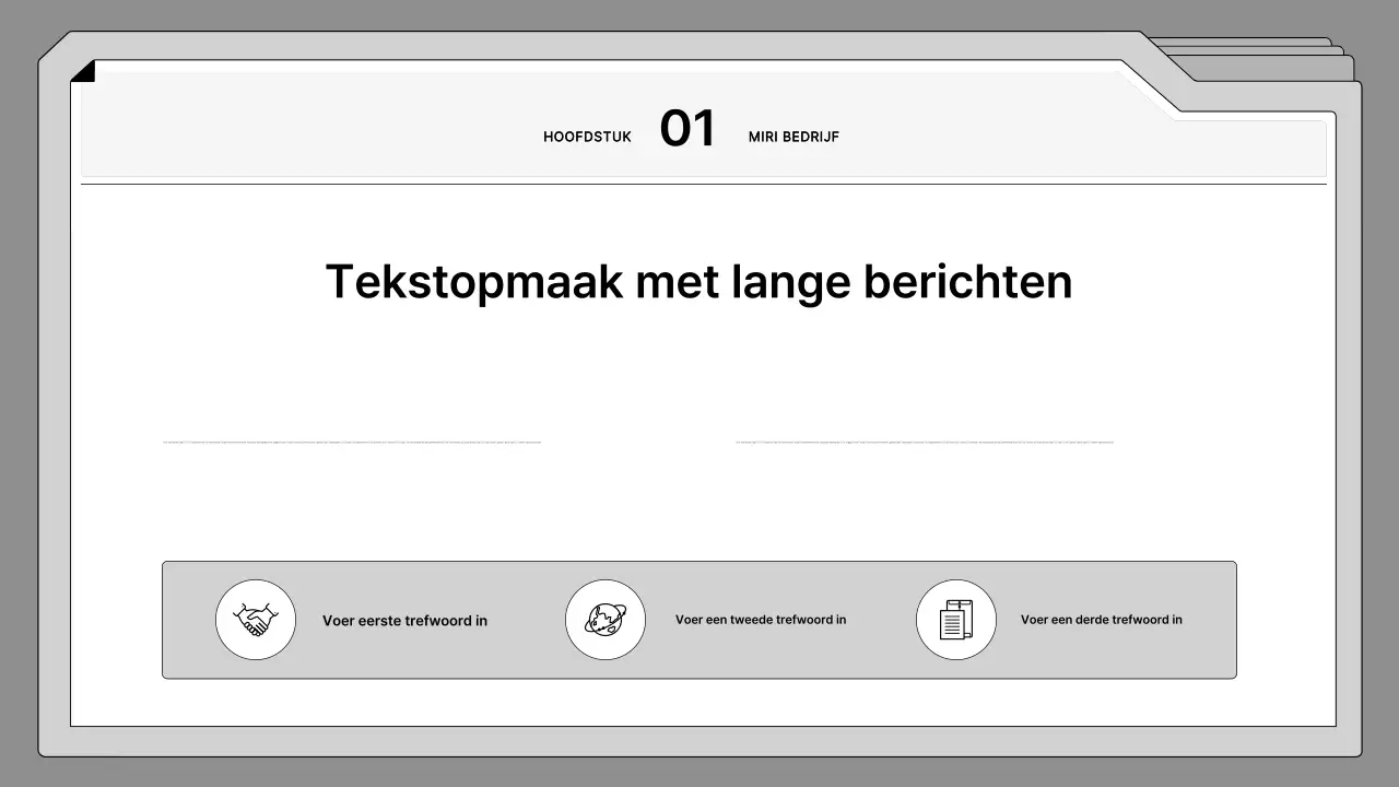 Zwart-wit, netjes ingelijst voorstel in een bestandsframe