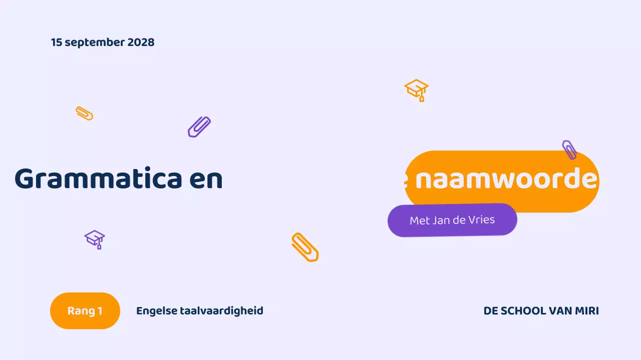 Paarse moderne grammatica cursus presentatie