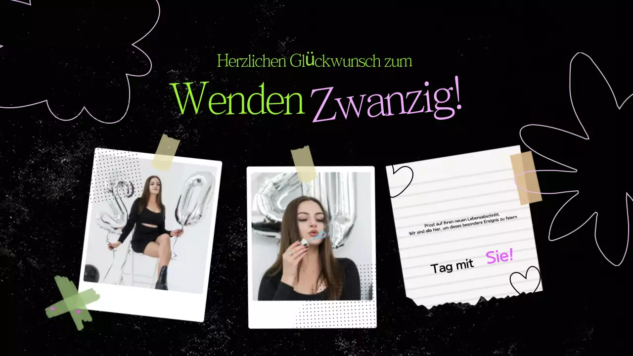 Schwarz und Grün Papier Collage Geburtstag Präsentation