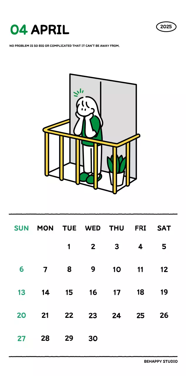 Illustrated calendar with a cute line style