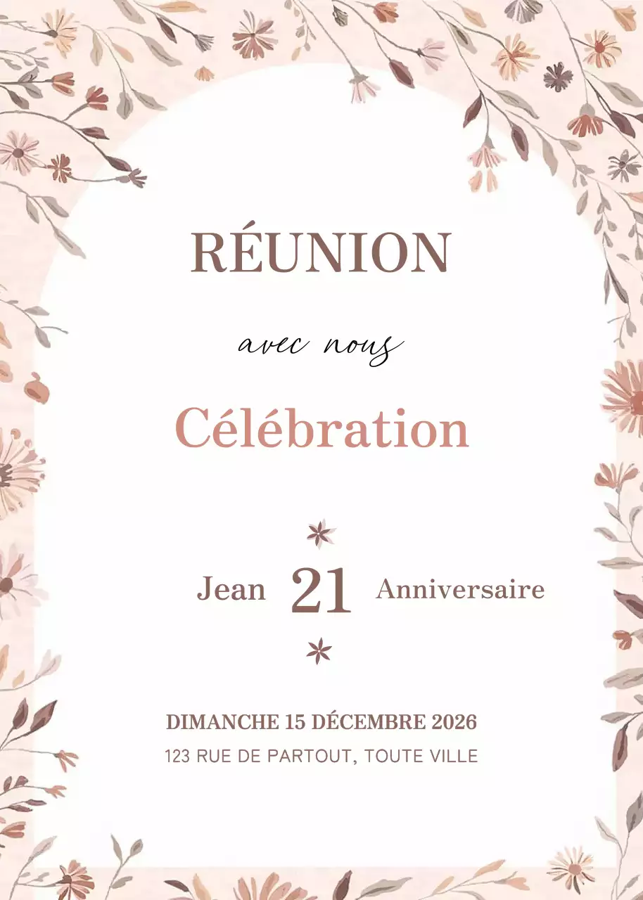 Beige Elegant Birthday Invitation